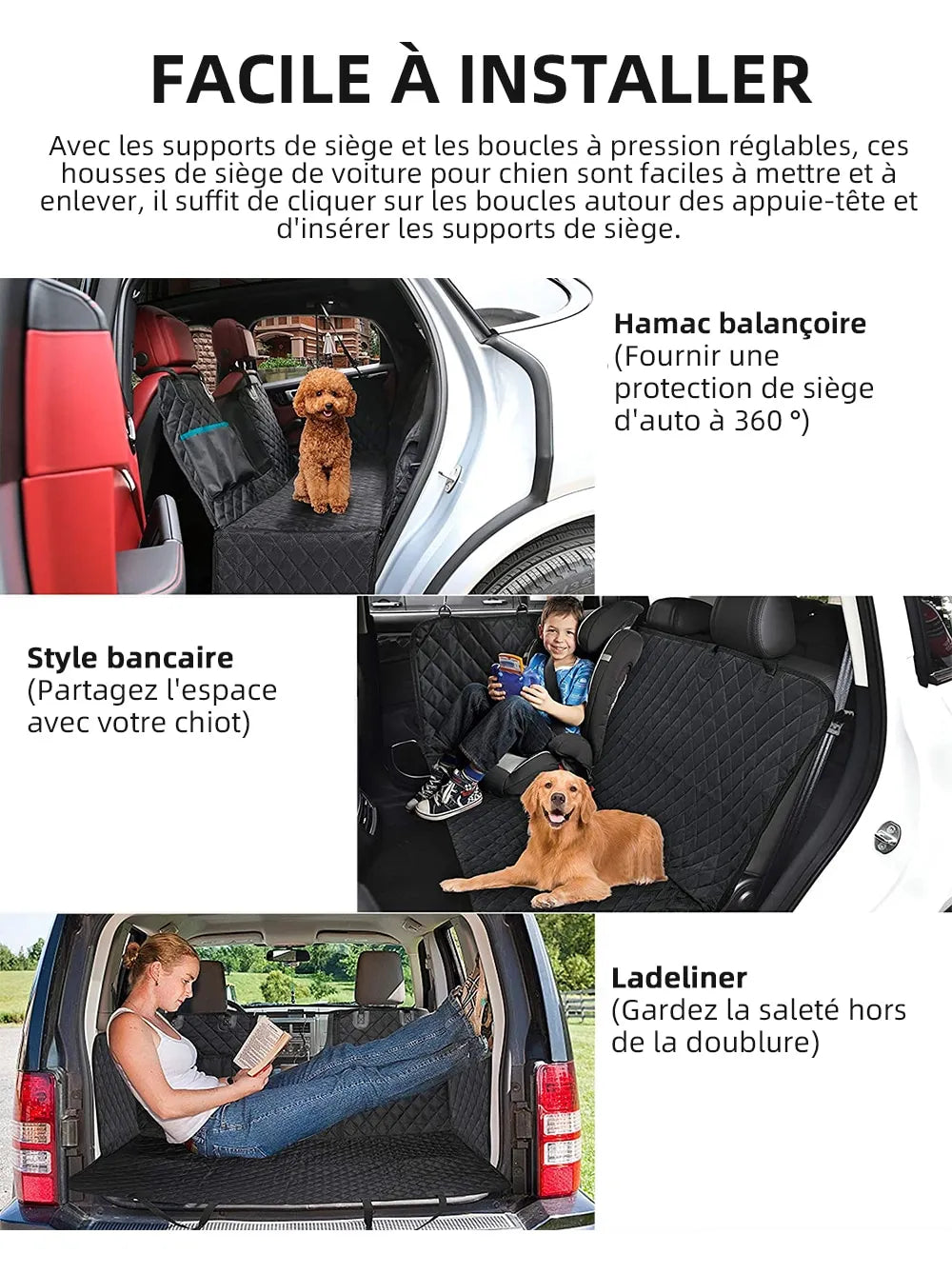 Dog Seat Cover – Large Hammock with Mesh & Pocket